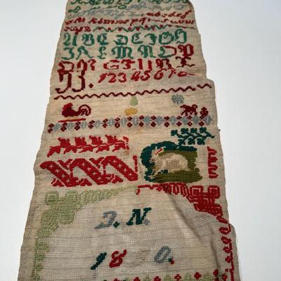 1890 Antique Handmade Needlepoint Sampler