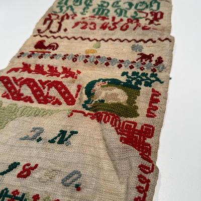 1890 Antique Handmade Needlepoint Sampler