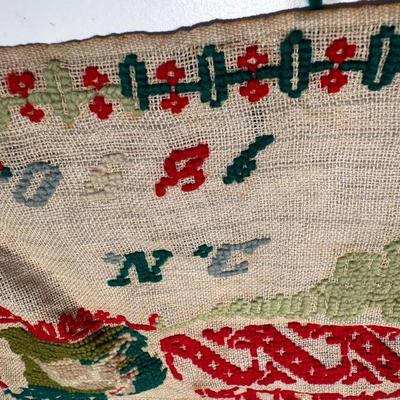 1890 Antique Handmade Needlepoint Sampler