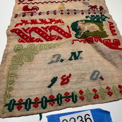 1890 Antique Handmade Needlepoint Sampler