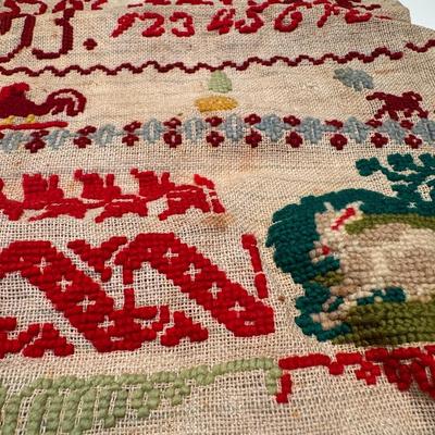 1890 Antique Handmade Needlepoint Sampler