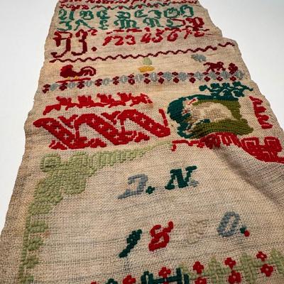 1890 Antique Handmade Needlepoint Sampler