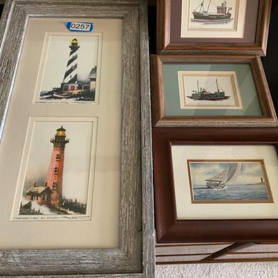 Lighthouse / Work Boats Framed Art Lot