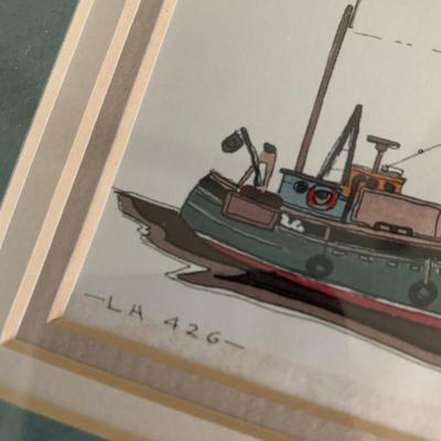 Lighthouse / Work Boats Framed Art Lot