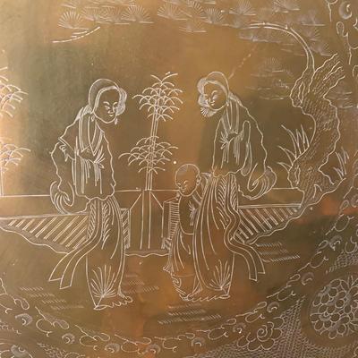 Brass Wall Decor Lot Inscribed Tray & Butterflies