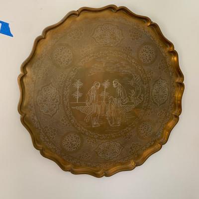 Brass Wall Decor Lot Inscribed Tray & Butterflies