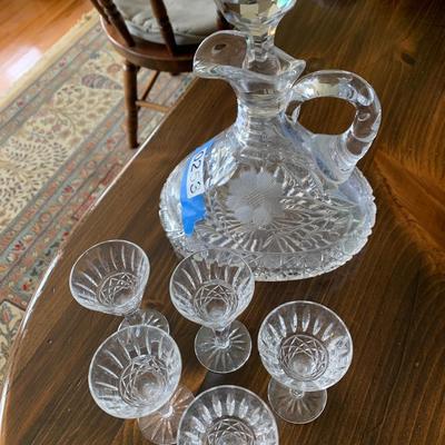 Small Wedgwood 4” Brady Stemware & Cut Glass Decanter
