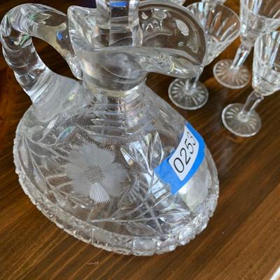 Small Wedgwood 4” Brady Stemware & Cut Glass Decanter