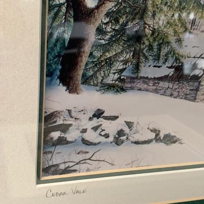 TWO Signed Winter Scene Framed / Matted Prints