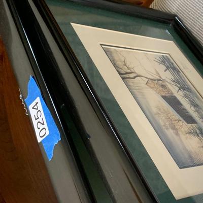 TWO Signed Winter Scene Framed / Matted Prints