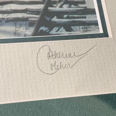 TWO Signed Winter Scene Framed / Matted Prints
