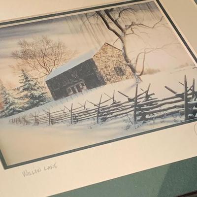 TWO Signed Winter Scene Framed / Matted Prints
