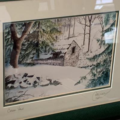 TWO Signed Winter Scene Framed / Matted Prints