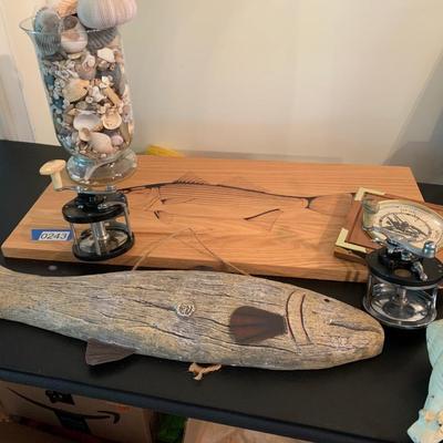 Assorted Nautical Lot Fishing Reels Tide Clock Decor