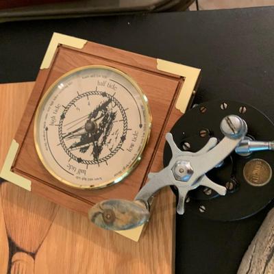 Assorted Nautical Lot Fishing Reels Tide Clock Decor