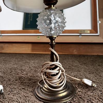 Pair small glass table lamps