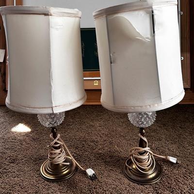 Pair small glass table lamps