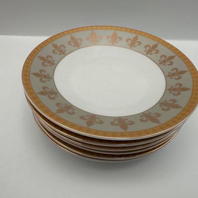 Vintage Italian Design Fleur-de-lis Porcelain Teacups and Saucers