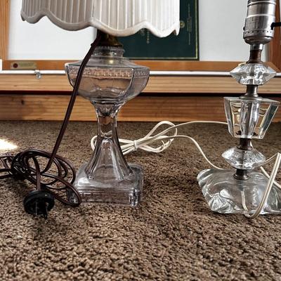 Pair glass table lamps