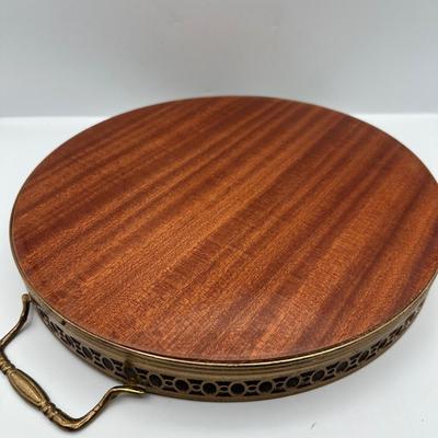 Mid Century Inlaid Wooden Serving Tray