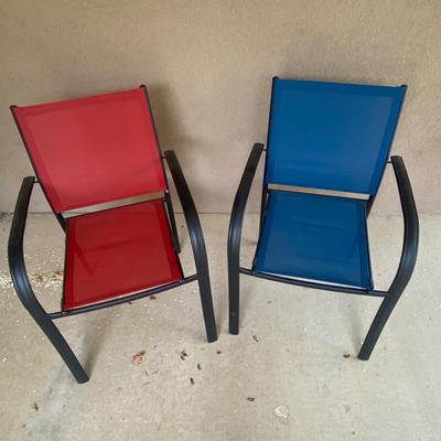 2 NICE MESH AND METAL PATIO CHAIRS