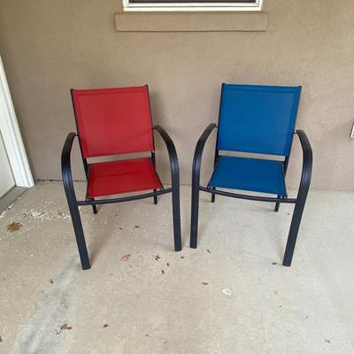 2 NICE MESH AND METAL PATIO CHAIRS