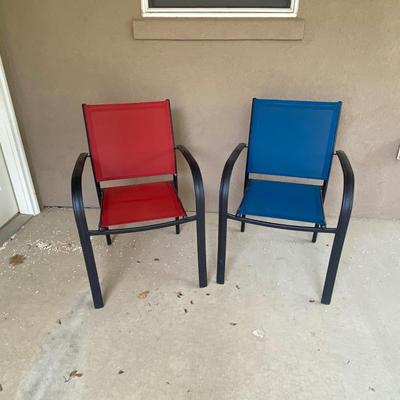 2 NICE MESH AND METAL PATIO CHAIRS