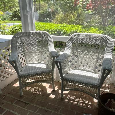P609 Pair of Wicker Arm Chairs