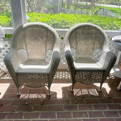 P610 Pair of Resin Wicker Chairs