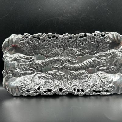 Arthur Court Elephants Aluminum Bread Tray In Original Box