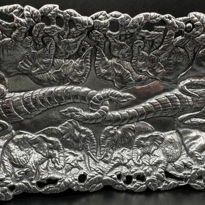 Arthur Court Elephants Aluminum Bread Tray In Original Box