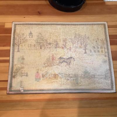 K706 Orvis Snow Scene Wool Hooked Rug