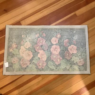 K709 Hollyhocks Wool Hooked Rug by Plow & Hearth