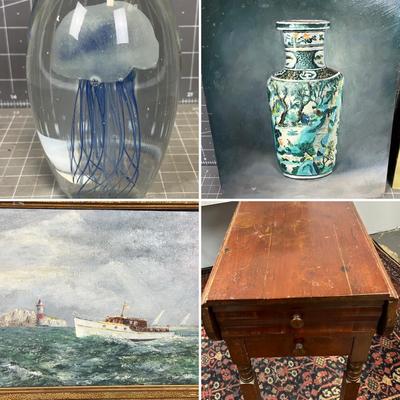Antique Primitive Painting Folk Art Providence R.I. Regatta