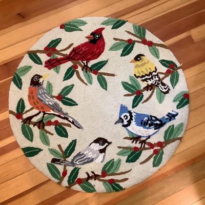 K713 Summer Birds Hooked Wool Rug