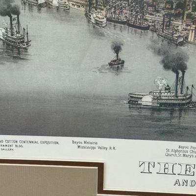 Framed Vintage Birds Eye View Map of New Orleans Wall Art