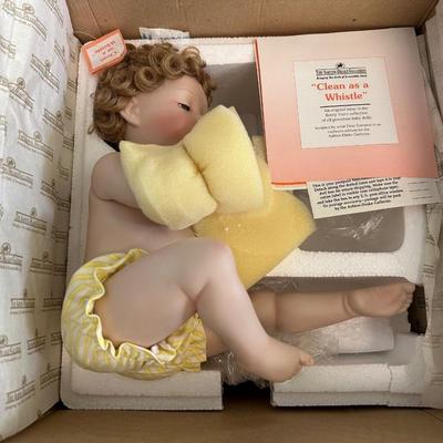 Ashton-Drake “Clean As A Whistle” Porcelain Doll with Accessories *New in Box*