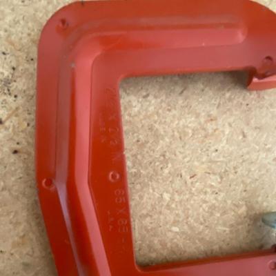 STANLEY MITER BOX/W SAW, PLANER, SANDING BLOCK, C-CLAMP, AND A COMBINATION SQUARE