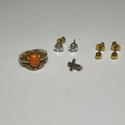 Ring and post earrings