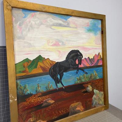 Oil on Board Desert Stallion, by Earl Dec. ? WOW! 