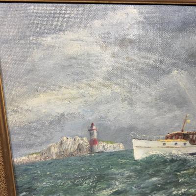 Oil on Board, Sea Scape, We have Titled it "Rum Runners" 