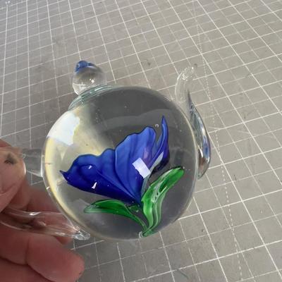 Paper Weight of Blue Tea Kettle  
