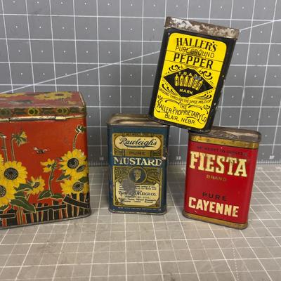 Fun! Spice and Tea Tins, Antique 
