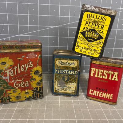 Fun! Spice and Tea Tins, Antique 