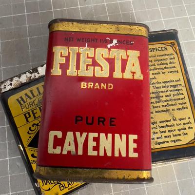 Fun! Spice and Tea Tins, Antique 