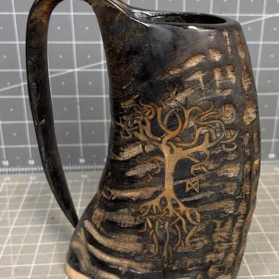 Carved HORN with A Tree INTERESTING! Mug
