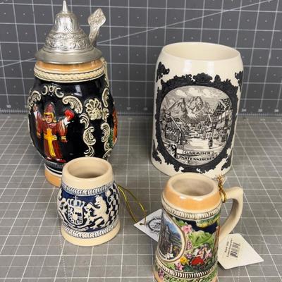 German Beer Stein Collection, (4) 
