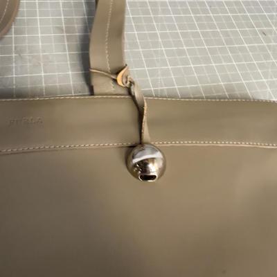 FURLA Taupe/Gray Leather Purse