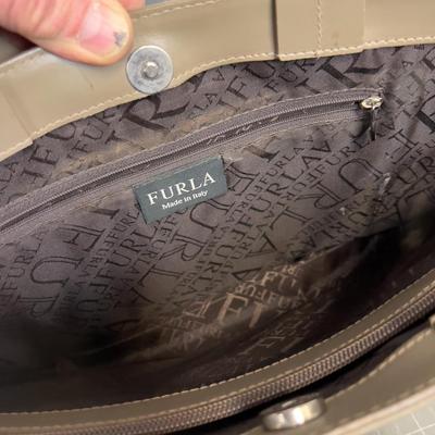 FURLA Taupe/Gray Leather Purse