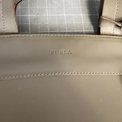 FURLA Taupe/Gray Leather Purse